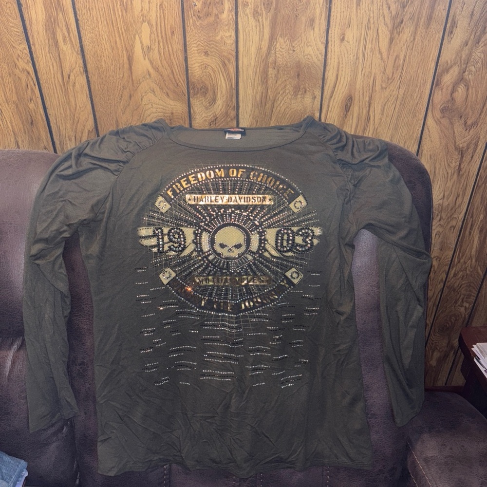 Harley-Davidson Olive and Brown Shirt